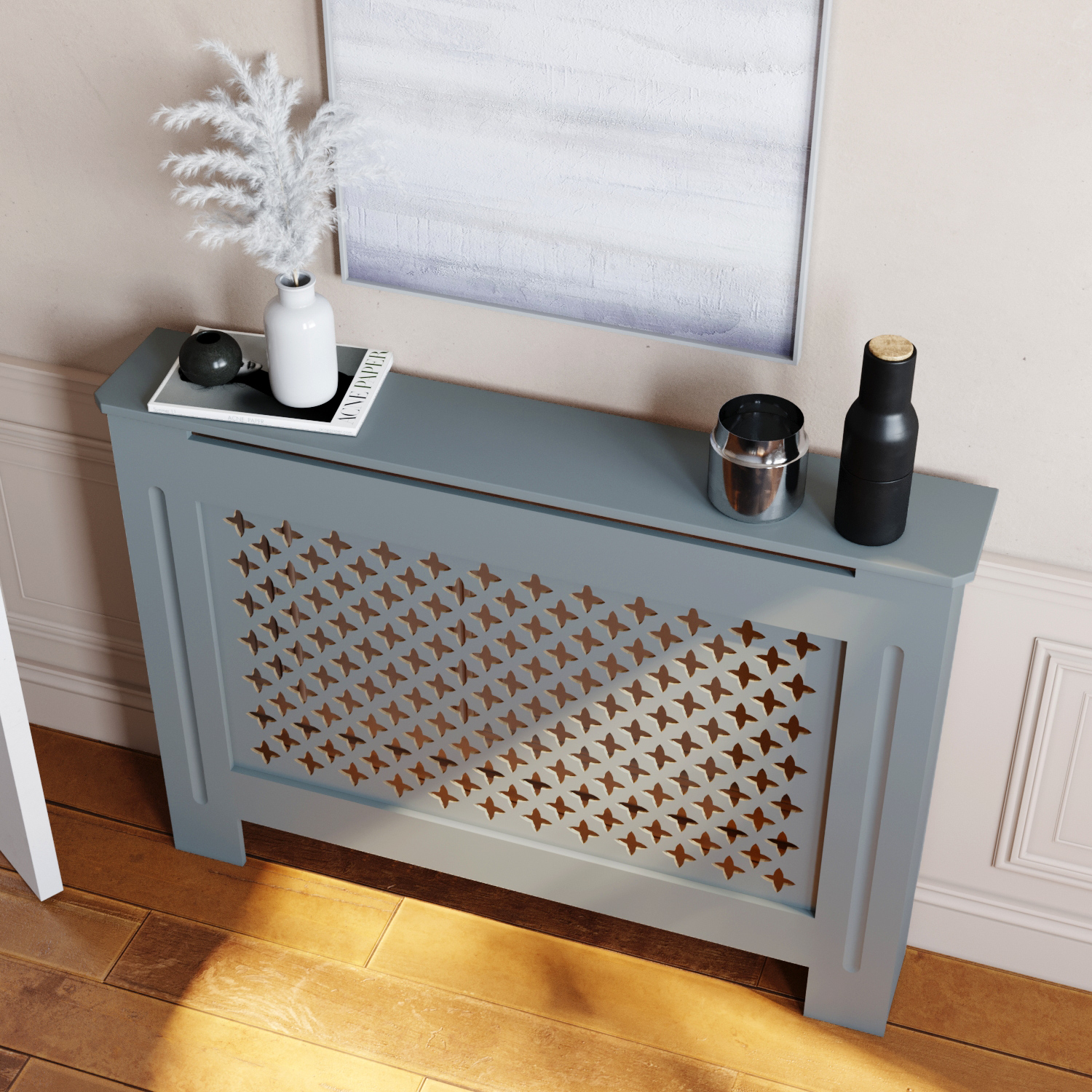Safe Corner Design Grey Radiator Cover Wood MDF Traditional 3